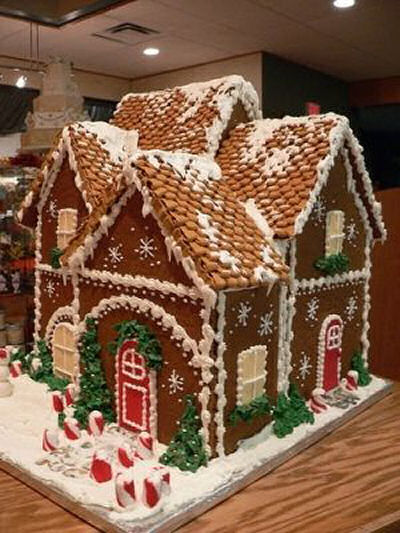 Gingerbread house with great detail on the roof