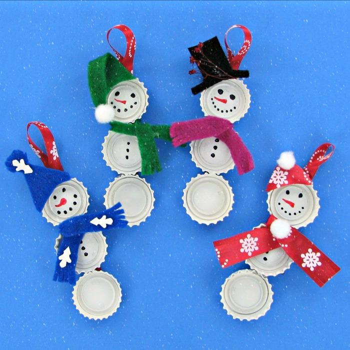These Bottle Cap Snowman Ornaments are very easy to make and the kids will love to be involved in the project.