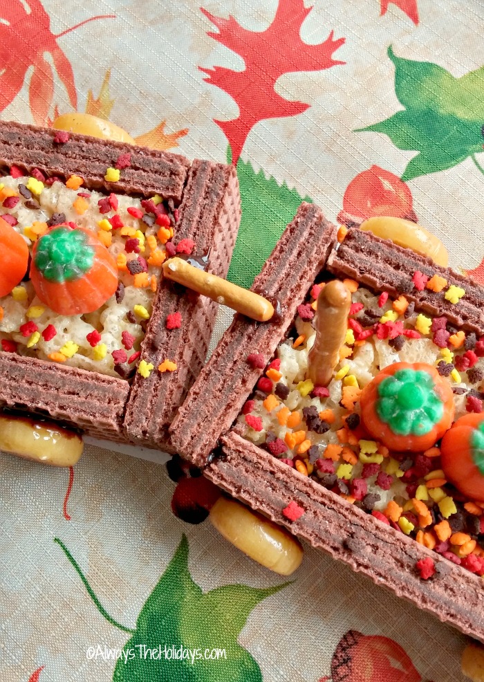Join the box cars with small pieces of pretzels and frosting