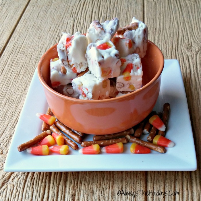 Candy corn pretzel fudge