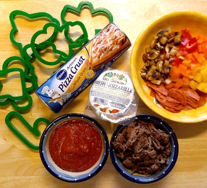 Ingredients for mini Christmas pizzas