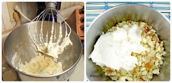 cream cheese and cake crumbss