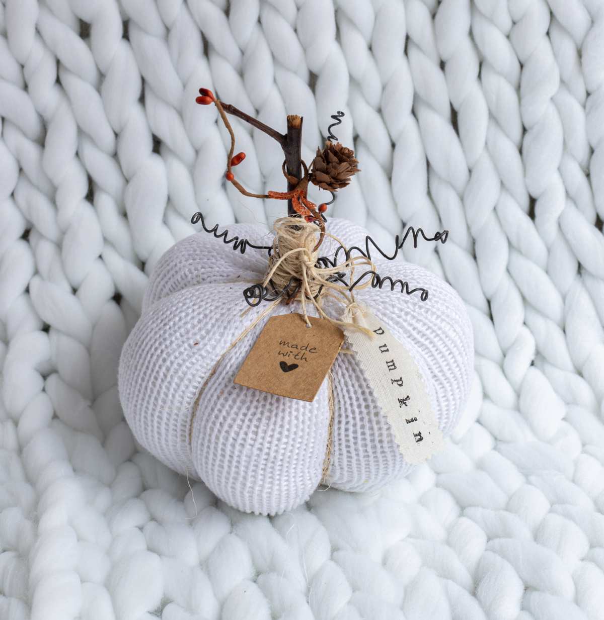 White fabric pumpkin.