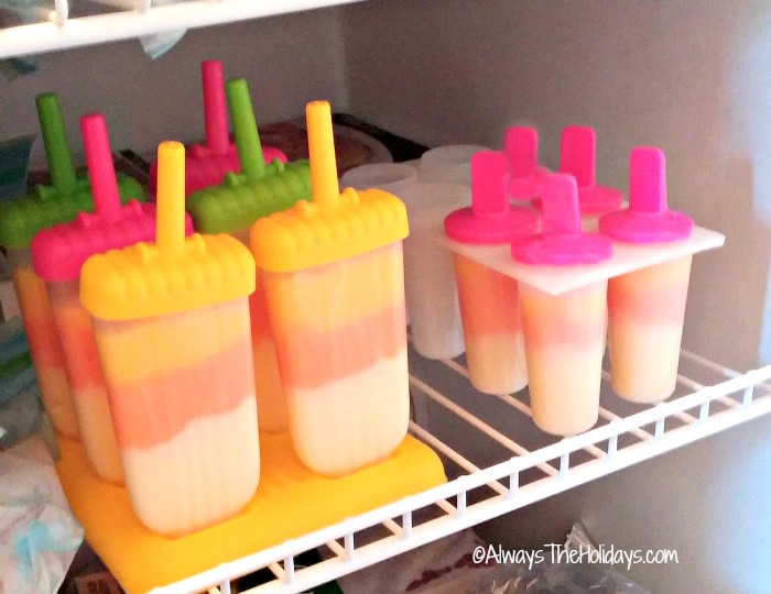 Pudding pops in freezer