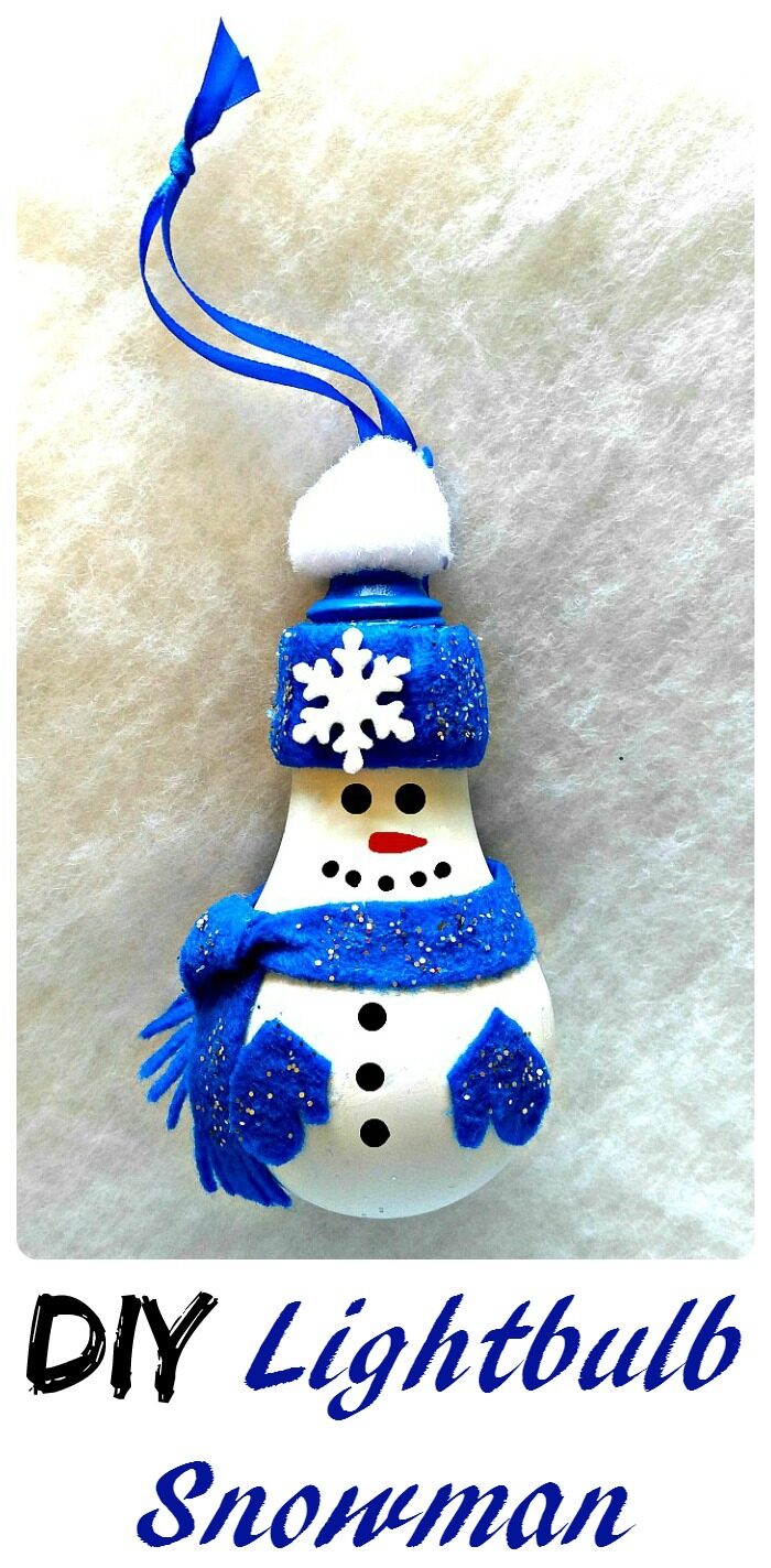 This DIY Light Bulb Snowman is easy to make and will look adorable on your Christmas tree.