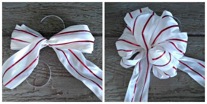 Make a bow for the Christmas ornament Door hanger