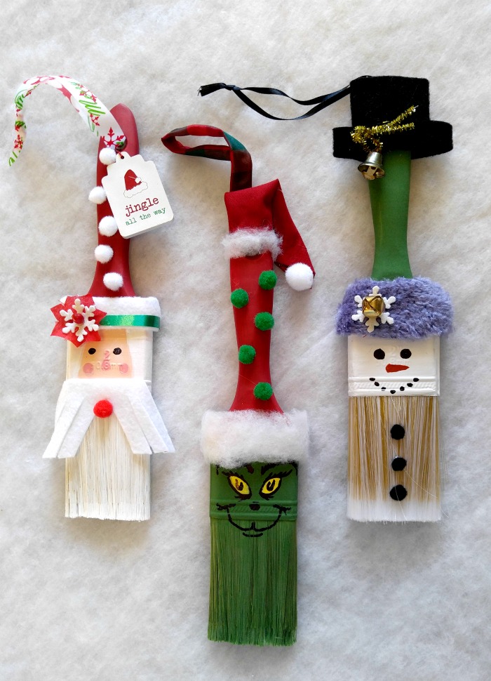 These fun paintbrush Christmas ornaments will delight both the young and the young at heart.