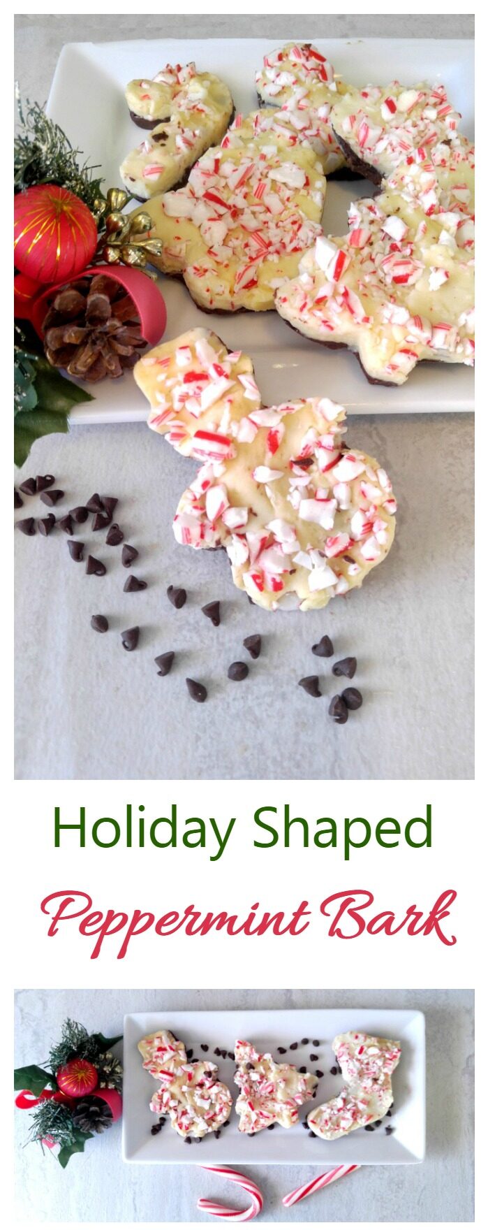This holiday shaped peppermint bark recipe is super easy to make and add a lot of Seasonal flair to your dessert table