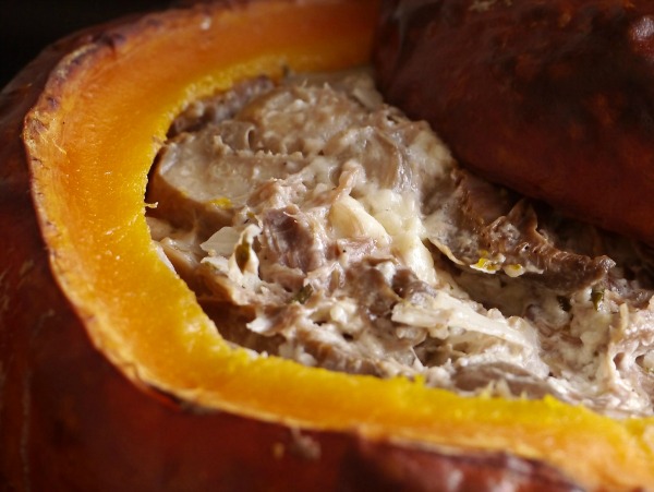 Pumpkin dip. Festive pumpkin dip inside of a pumpkin.
