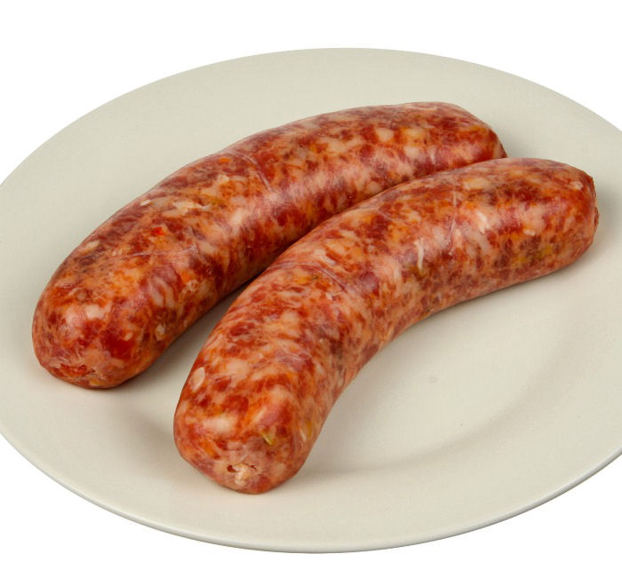 Italian sausages. Italian sausages on a plate.