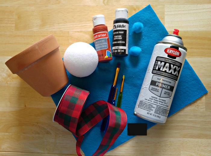 Supplies for the clay pot snowman