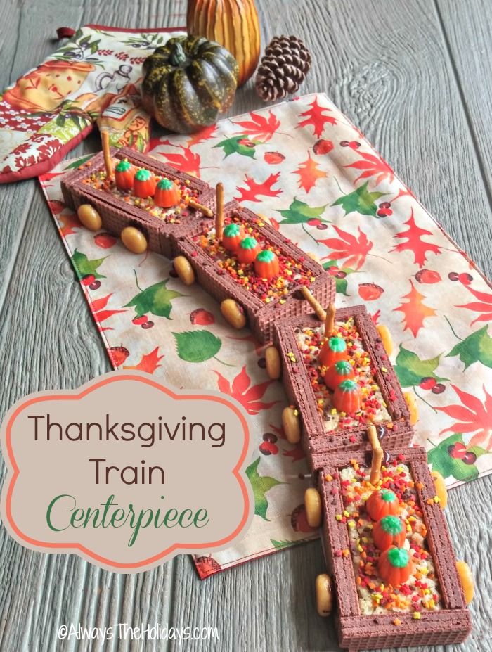 This Thanksgiving DIY Cookie train will delight the kids and the young at heart at your holiday gathering. It is fun to put together and to eat! alwaystheholidays.com