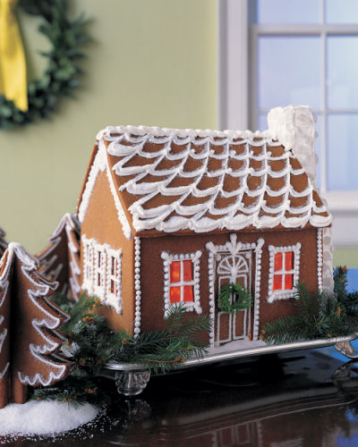 Snow swept Gingerbread cottage