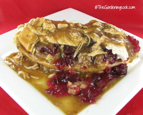 Cranberry, turkey and stuffing sandwich