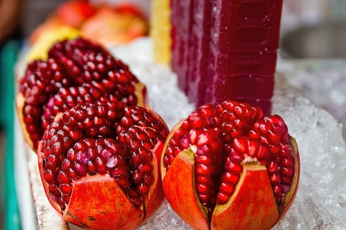 The pomogranate is a lucky new years food that is supposed to bring good health