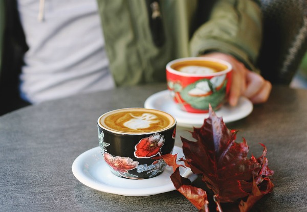 Fall coffee in cups Halloween latte