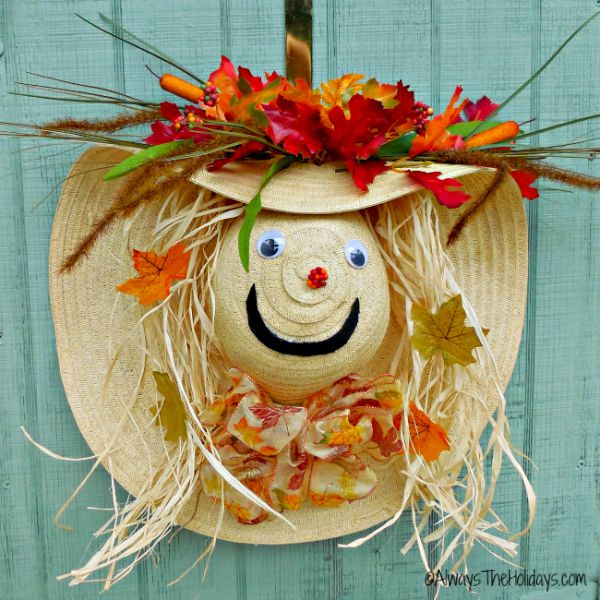 Scarecrow wreath autumn door decoration