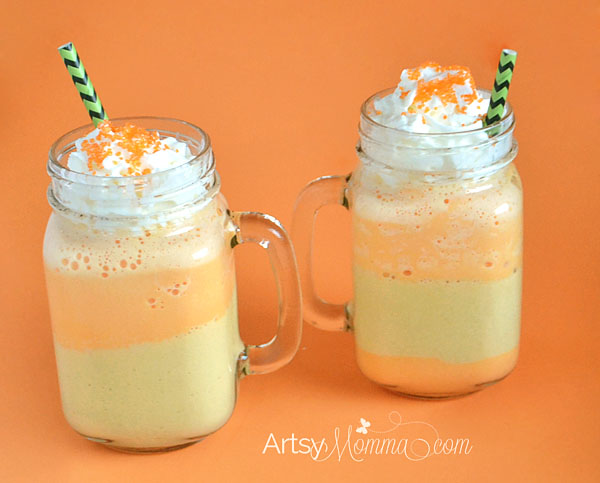 Candy corn inspired milk shake from artsymomma.com