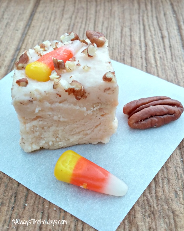 One piece of candy corn fudge