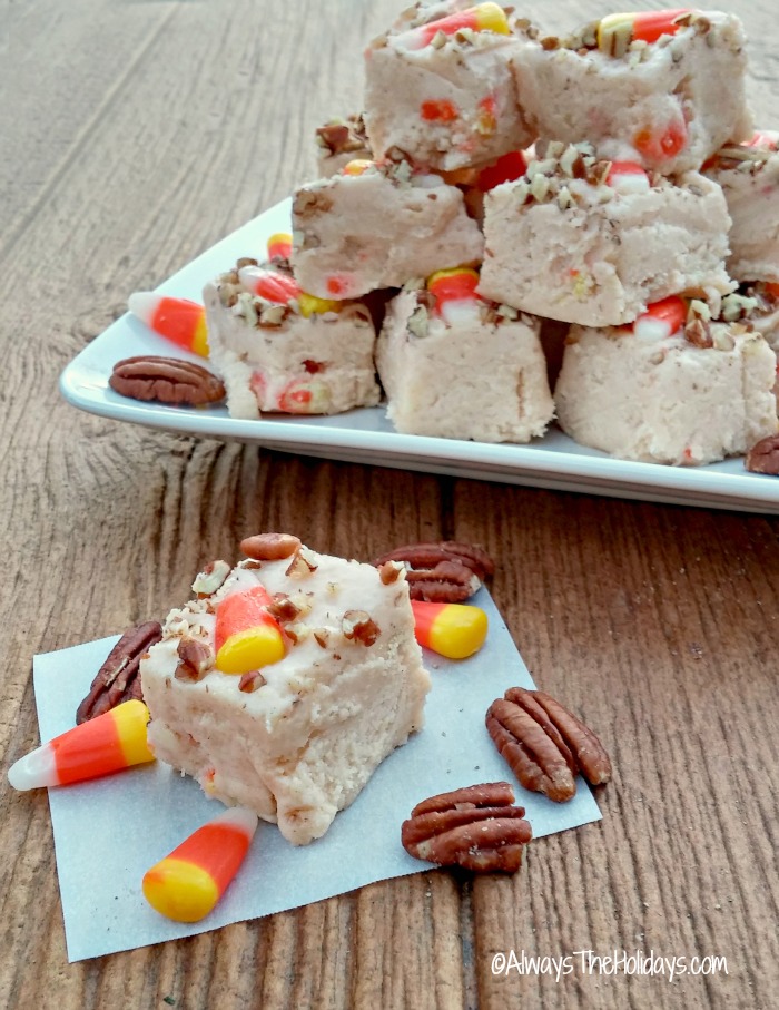 Candy corn pecan fudge. Perfect for Halloween or Thanksgiving