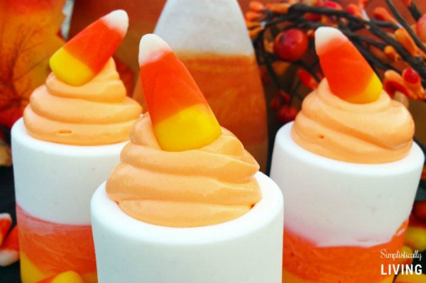 Edible candy corn shot glasses from simplisticallyliving.com