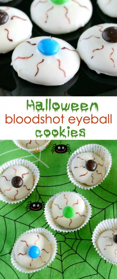 Halloween bloodshot eyeball cookies from creationsbykara.com
