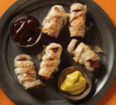 Crispy phyllo mummie snacks from foodnetwork.com