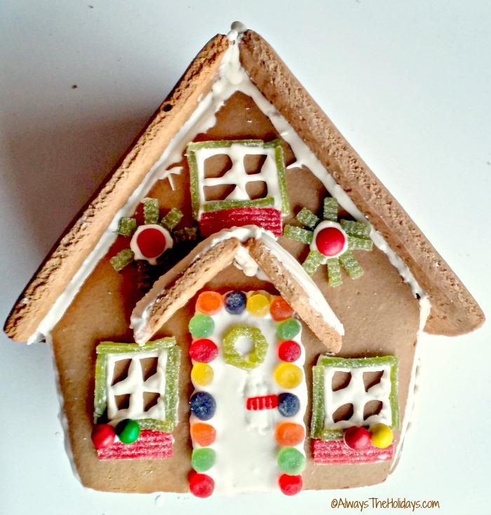 decorated Gingerbread house assemble the house and let it dry.