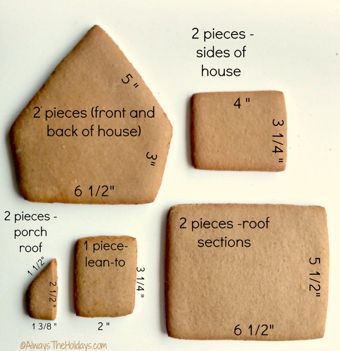 Sizes of Gingerbread house pieces Pieces of gingerbread for the house