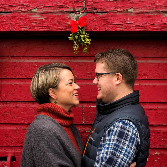Kissing under the mistletoe