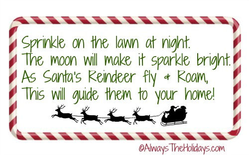 Label for reindeer snack Label for the Magic Reindeer Food Bags Poem