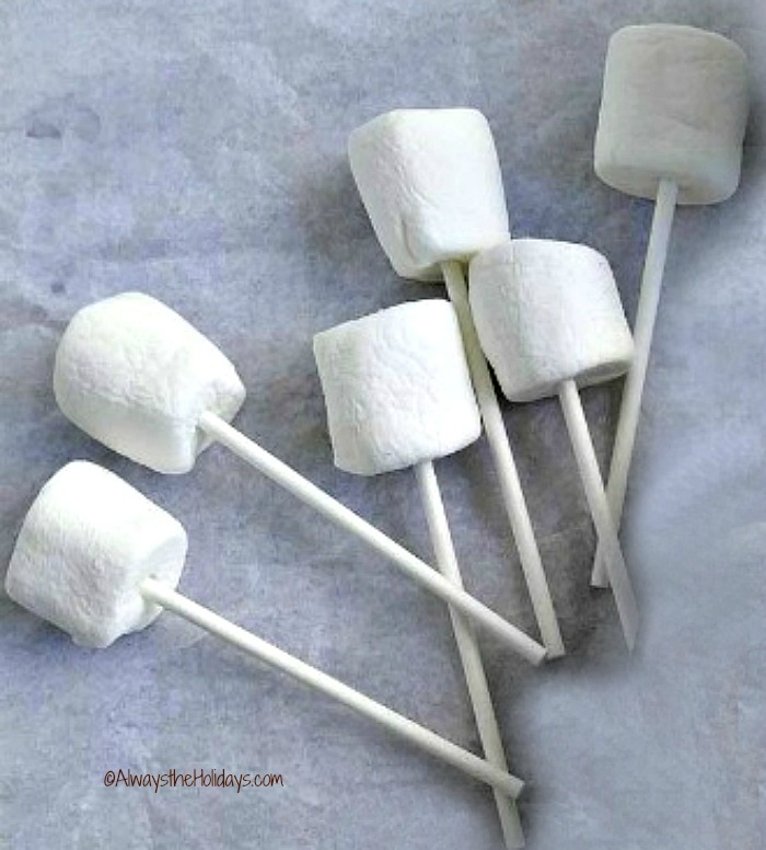 Put sticks in marshmallows