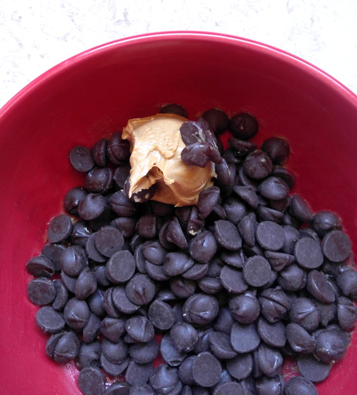 Chocolate chips and peanut butter make a great coating for the truffles