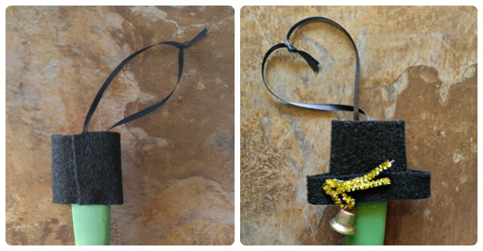 Make the hat with black felt and add a bell and pipe cleaner to decorate
