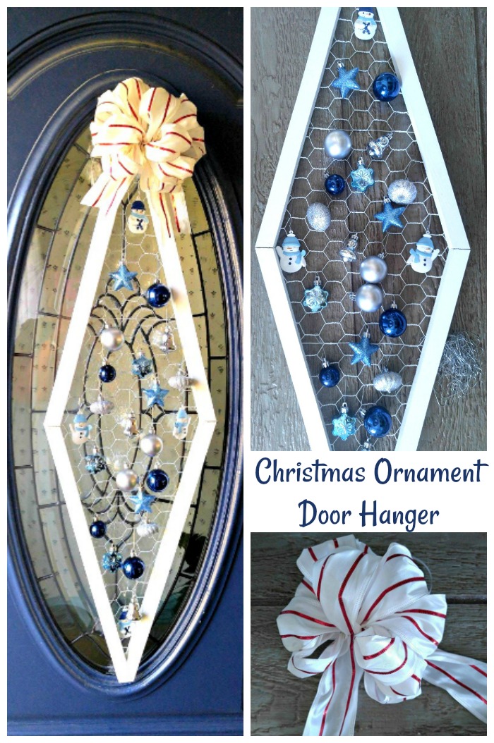 Christmas ornament door hanger A Christmas ornament door hanger that fits an oval glass panel in a front door perfectly.