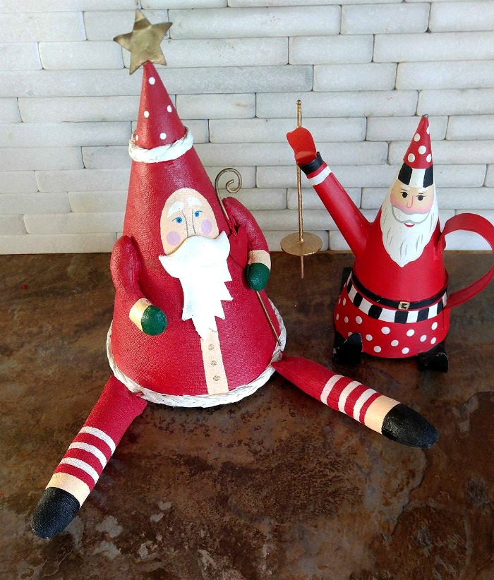 These cone Santa Claus figures were my mother's and look great next to the DIY Christmas Centerpiece.