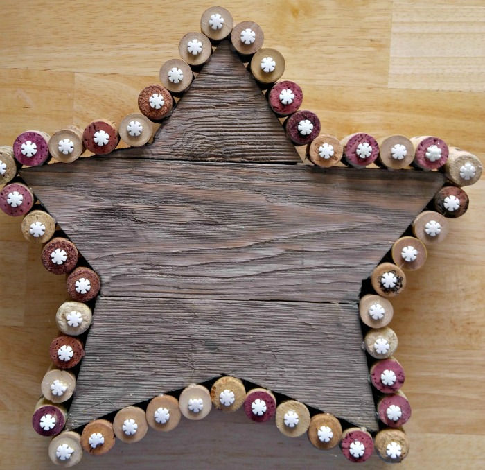Snowflakes added to the Rustic cork Christmas Star