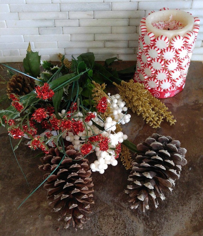 Some of the supplies for my DIY Christmas Centerpiece