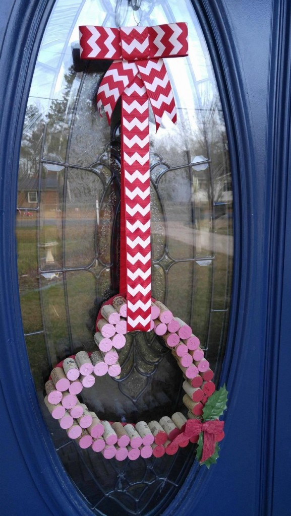 Wine Cork Door Hanger Heart on the front door.