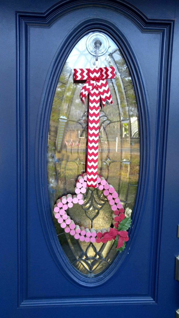 Wine Cork Door Hanger Heart on the front door.