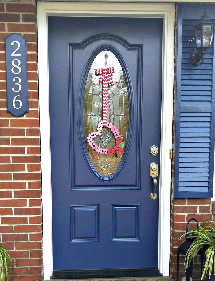 Wine Cork Door Hanger Heart on the front door.