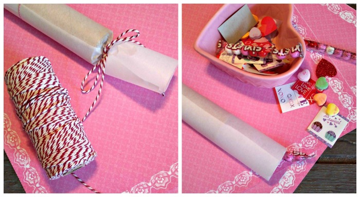 Tie one end and fill the Valentine Party Poppers, then tie the other end.
