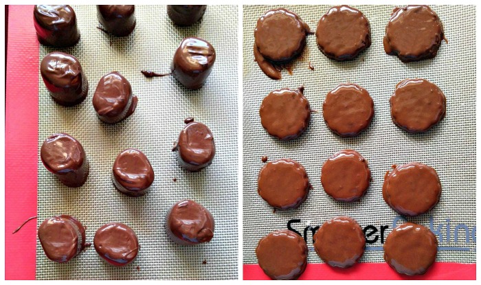 Dip the hat tops and brims in melted chocolate Chocolate dipped marshmallows and Girl Scout cookies.