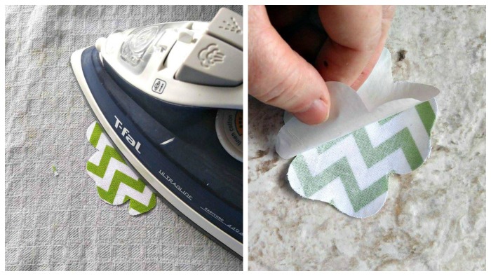 Fuse the shamrock to the fusible bonding material and peel the backing off