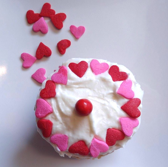 Wilton heart sprinkles on a Valentine Cupcake