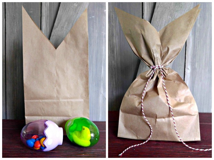 Add the treats and tie the Easter Bunny gift bag