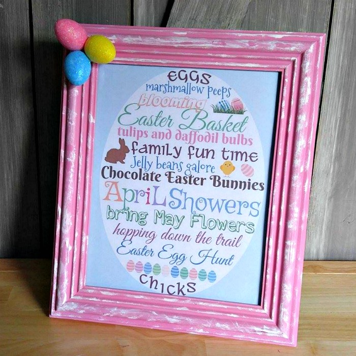 Framed Easter Printable in a pink frame