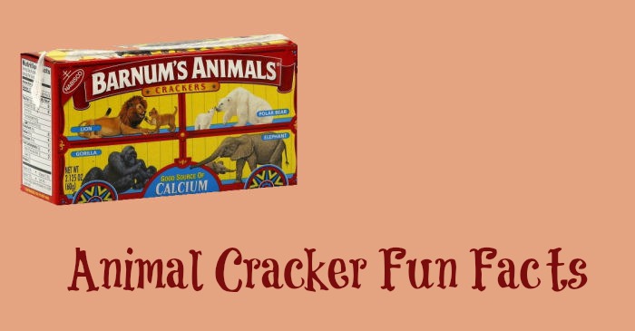 A peach colored background with the text "Animal cracker fun facts" on it under a box of Barnum's Animals crackers.