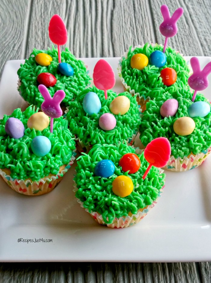 Easter cupcakes with grass frosting