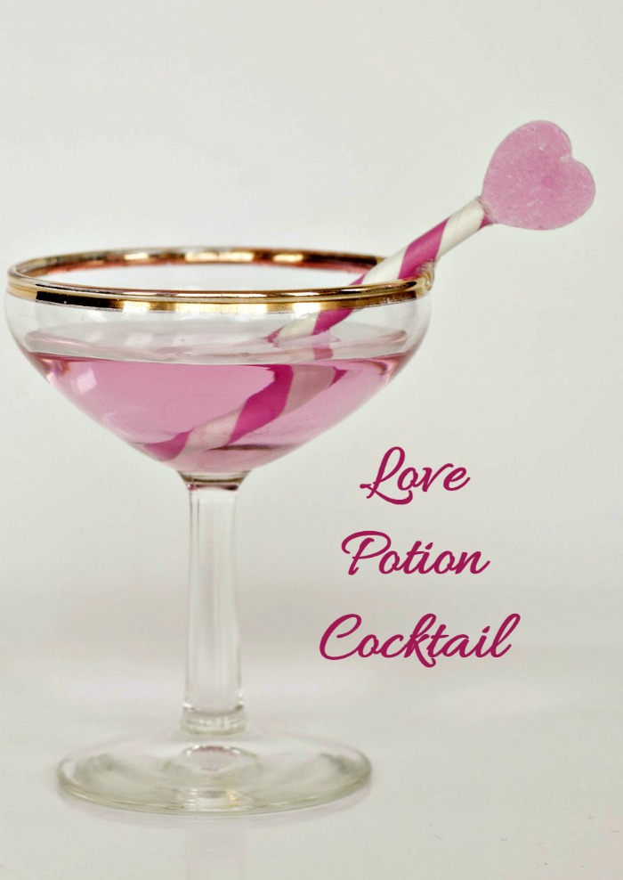 Pink cocktail with a candy heart